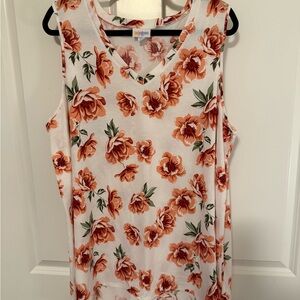 LuLaRoe Floral Kristina Tank Top - Peach and White